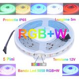 BANDA LED RGBW 5050, 60LED/M - IP65, 5M/ROLA